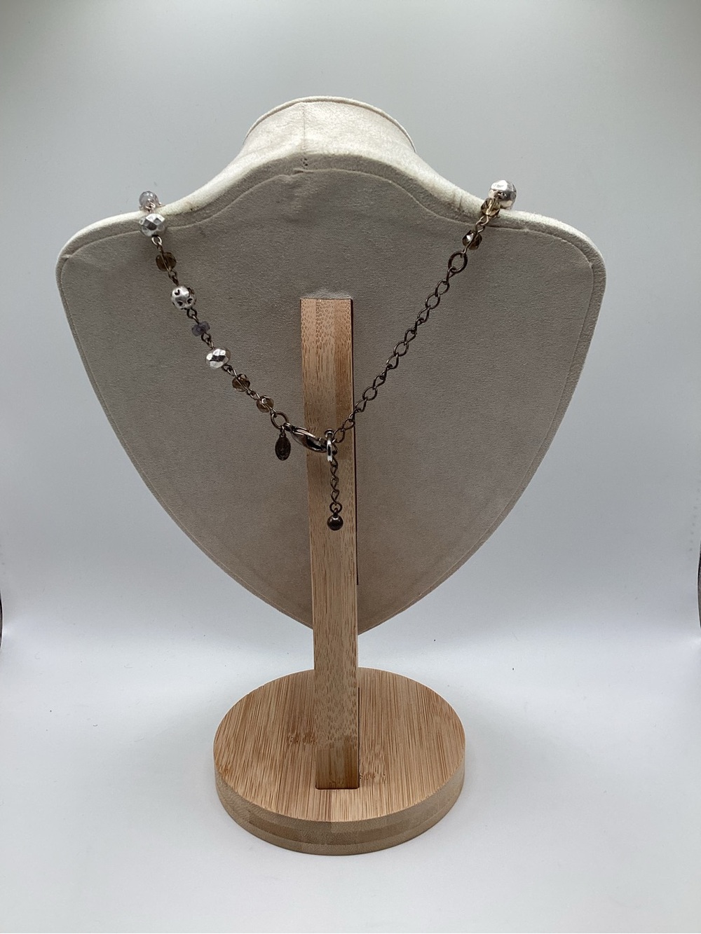 Artisan Silver Tone Harp Charm Necklace | Whimsical Artisan Jewelry - Picture 2 of 2